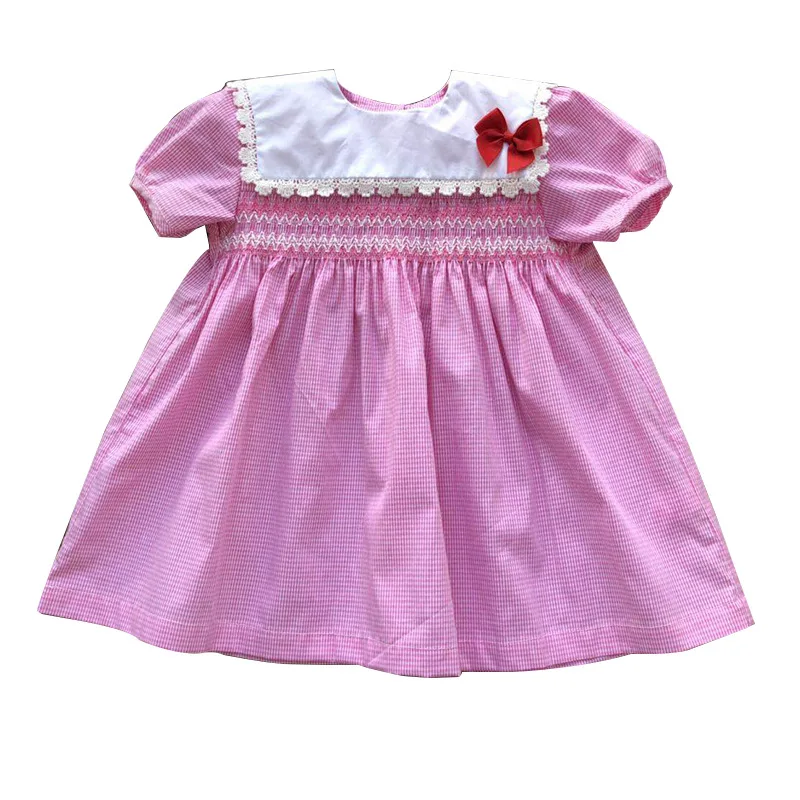 

Baby Smocked Dress Girl Handsew Smocking Clothing Toddler Princess Hand Made Embroidery Dresses Infant Birthday Party Outfits