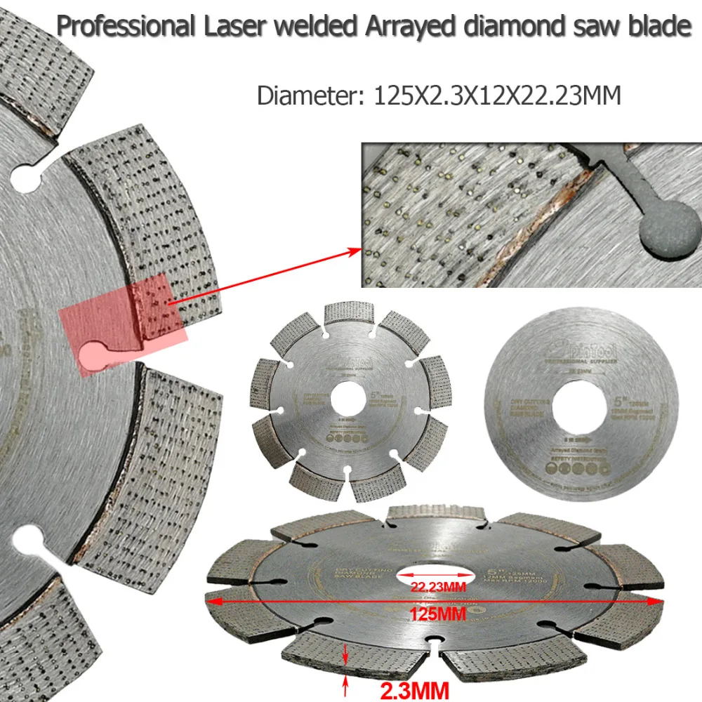 DIATOOL 1 шт. профессиональные лазерные сварные Алмазные Лезвия Arrayed алмазный режущий диск жесткий материал диаметр 4," 5" " 9" доступны