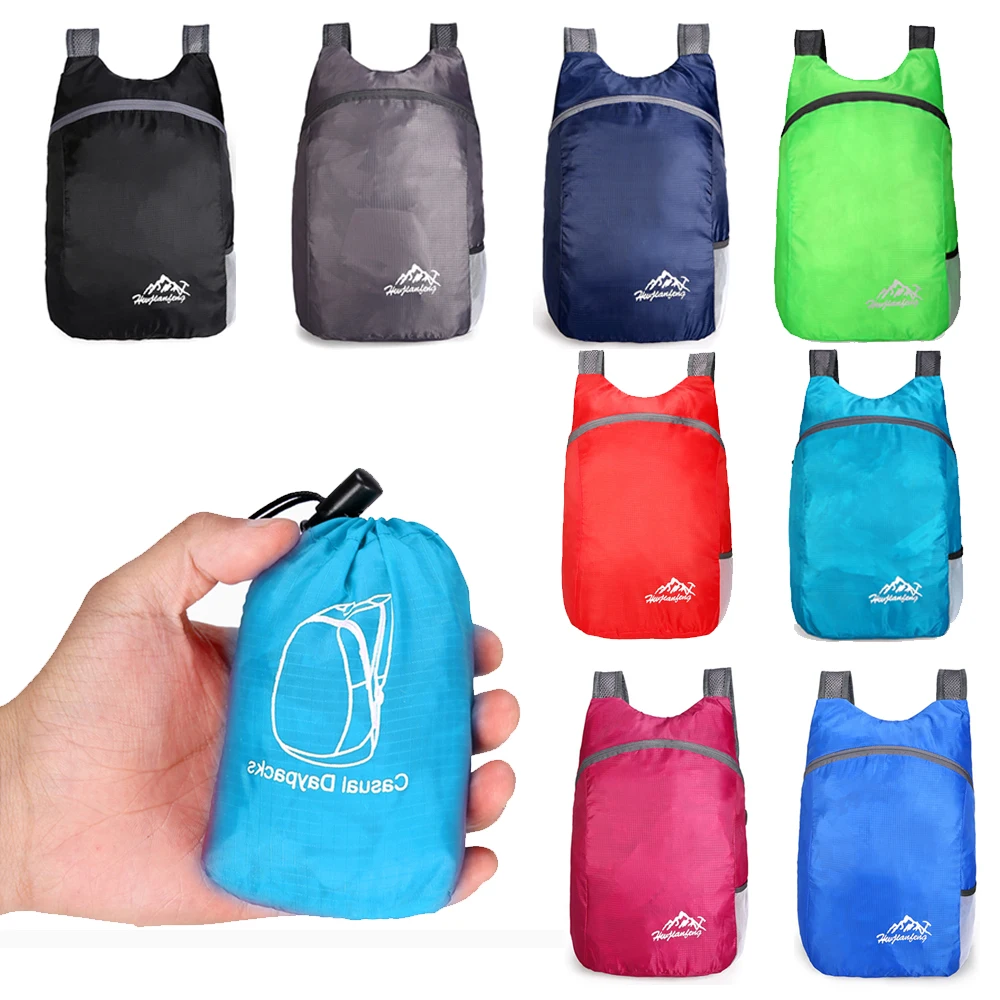  Outdoor Folding Backpack Waterproof Polyester and Breathable Shoulder Strap Light Portable Travel B - 4000012667889