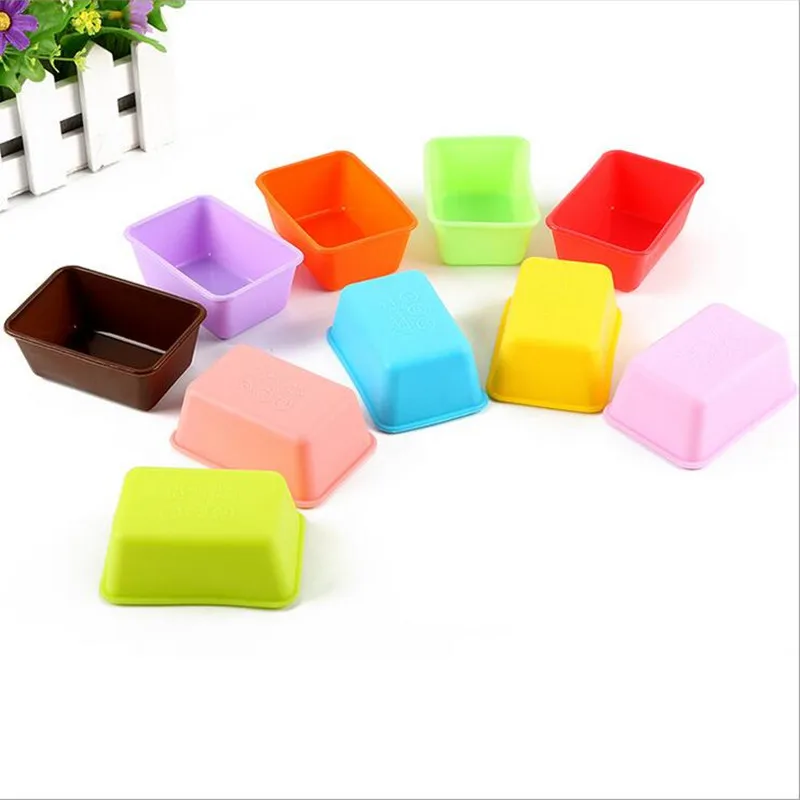 

3D Silicone 10PCS/Set Moulds Mini Rectangle Shape Mold For DIY Bread Fondant Soap Stencil Baking Bakeware Decorating Tools
