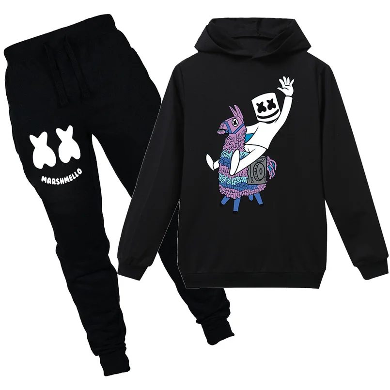 

DJ Marshmallow Face Design Children Funny Hoodie+Pants Set Big Boys Girls Fortnight Hoodies Kids Tops Casual Soft Baby Clothes