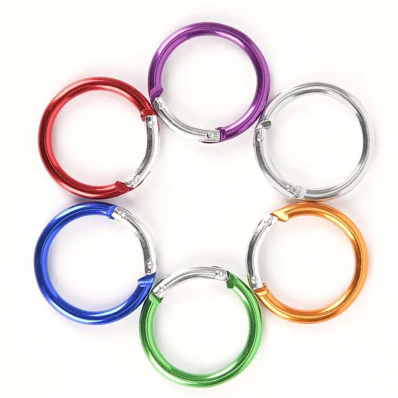6pc Camping Hiking O Shape Ring Outdoor Tool EDC Buckles Clips Carabiner Round Trigger Hooks O Ring For Bags DIY Bag Accessories