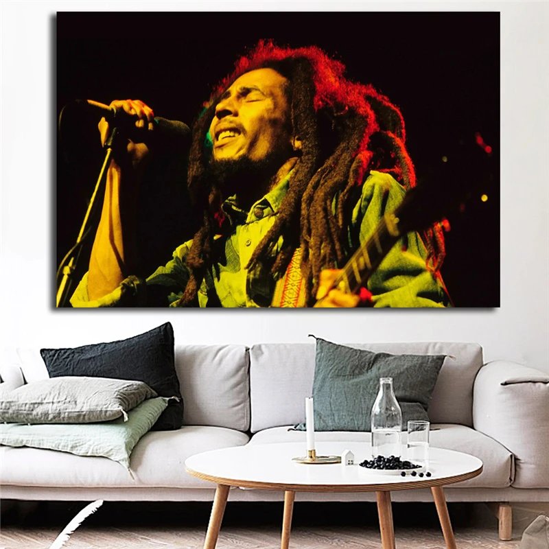 Us 5 7 5 Off Reggae Bob Marley At Concert Canvas Painting Print Bedroom Home Decor Modern Wall Art Oil Painting Poster Picture Accessories Hd In