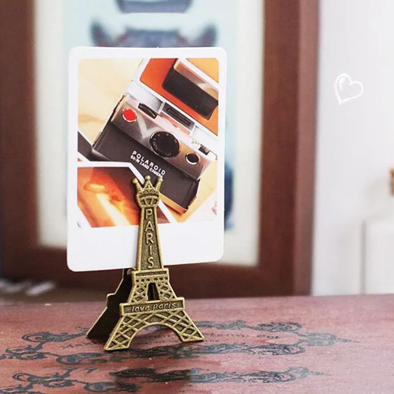 

2 Pcs Vintage Effiel Tower Paris Metal Note Cards Memo Picture Holder Clips Desk Organizer Photo Card Office Supplies Accessorie