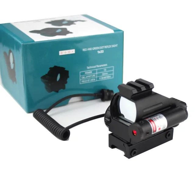 Mira de colisión para Rifle de caza alcance holográfico Reflex 4 retículas rojo punto vista táctico rifloscopio + óptica láser roja - Imagen 6
