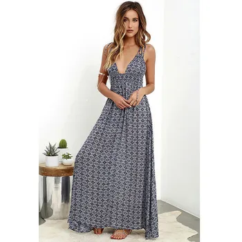 

New Fashion Women Grace Summer Dress Maxi Floral Summer Deep V Neck Sexy Casual Loose Party Dress