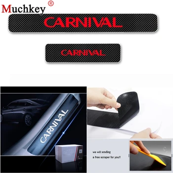 

4PCS Car Door Sill Scuff Plate For KIA CARNIVAL Carbon Fiber Vinyl Sticker Car Door Sill Protectors Auto Parts Car Accessories