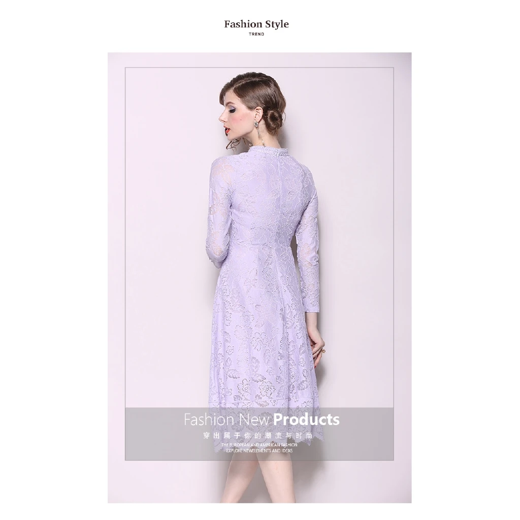 2019 Весна для женщин фиолетовый кружево платья вечеринок новый дизайн Vestidos