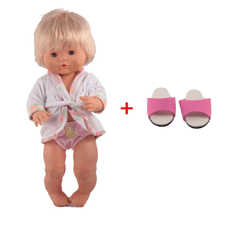 Одежда для кукол подходит 41 см Nenuco кукла Nenuco y su Hermanita розовый-красный горошек халат розовый Красный Тапочки Одежда для куклы 16 дюймов - Цвет: bathrobe slippers 3