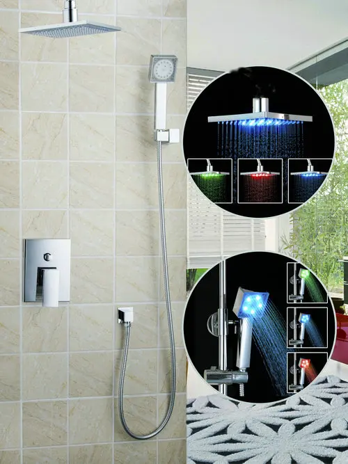 

YANKSMART Single Handle Wall Mount Shower Faucet 8 Inch Showerhead and Side Bar Handheld Bathroom Bath Mixer Taps Shower Faucet