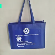 500 шт./партия, 30Hx40x10cm переработанный Королевский голубой нетканый мешок для покупок обуви, одежда, подарки, упаковка, выставки, мероприятия