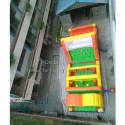 10 м длинные Прыжки Замок Надувной препятствий перемычки отказов дом слайд батут игра для детей и взрослых