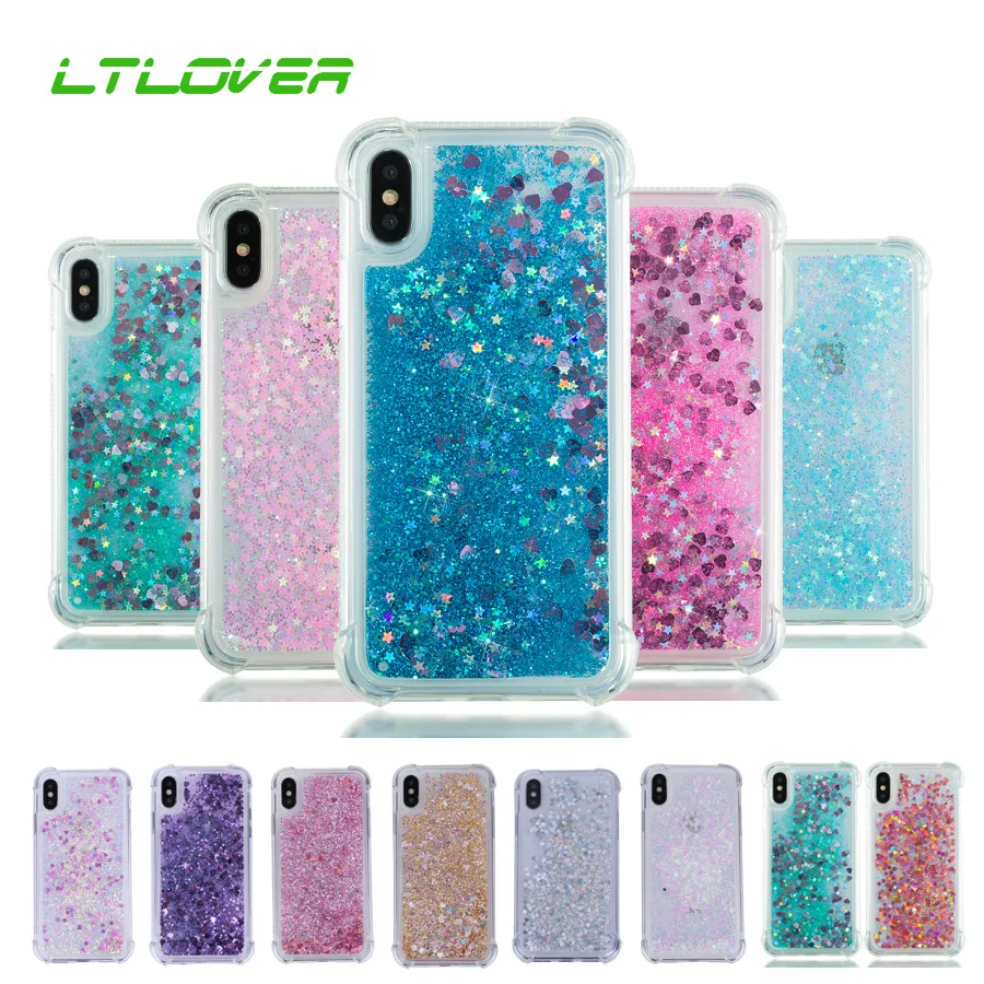 New Love Heart Glitter Dynamic Liquid Quicksand Anti-fall phone Case For Apple iPhone 5 5S 6 6S 7 8 Plus X XS Max XR Cover |