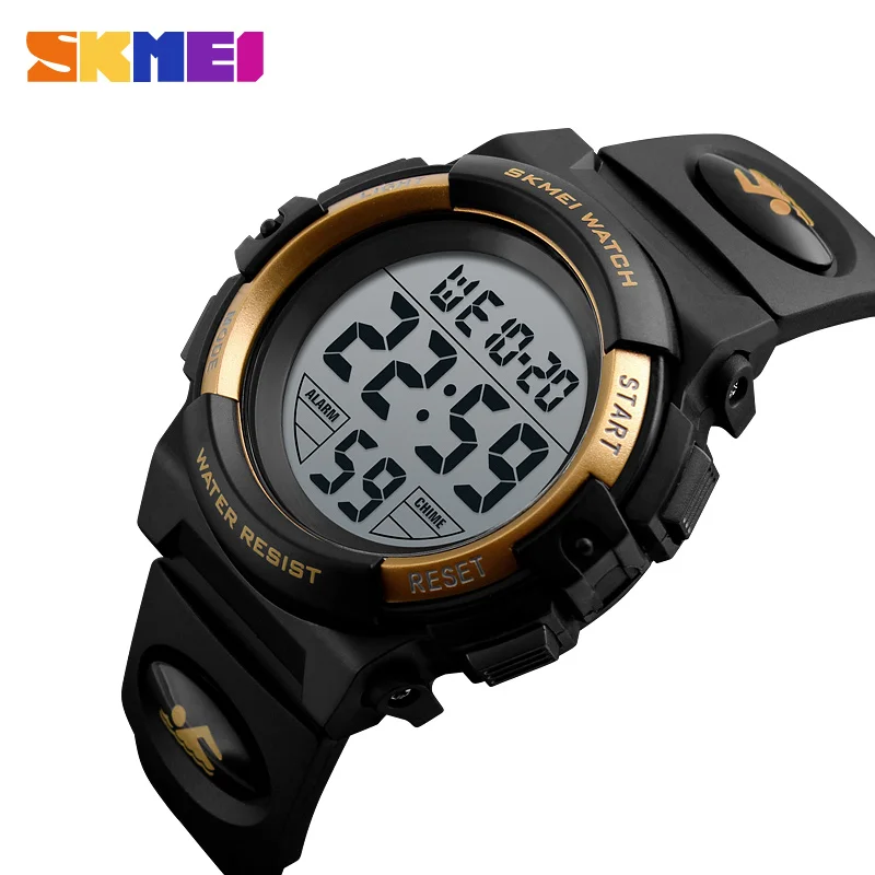 Новые спортивные детские часы от известного бренда SKMEI, детские часы для мальчиков и девочек, светодиодный цифровой наручные часы, водонепроницаемые детские часы - Цвет: Gold