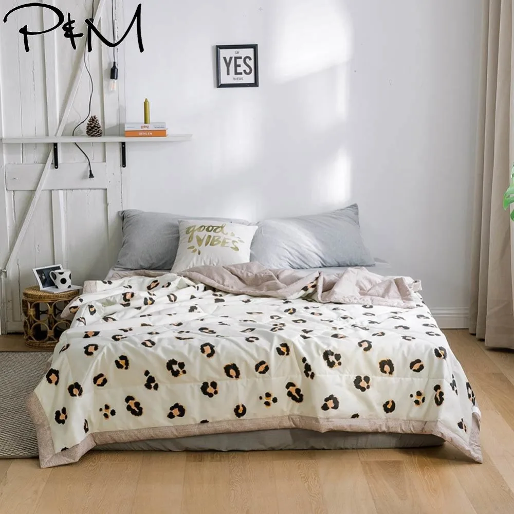 

2019 Brief Leopard Print Beige Stitching Comforter Summer Quilt Cotton Fabric Quilting Blanket Twin Full Queen Size Bedspread