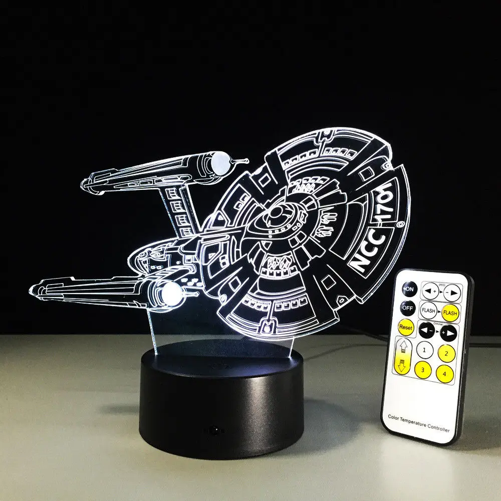 Luminaria Star Trek 3D удаленного Управление ночник 7 цветов Изменение таблицы СИД