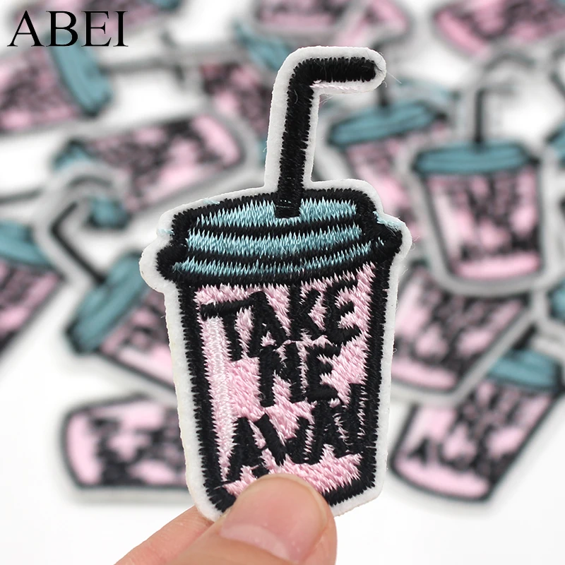 10pcs/lot Iron On Drinks Patches Embroidered Cartoon Apparel Garment