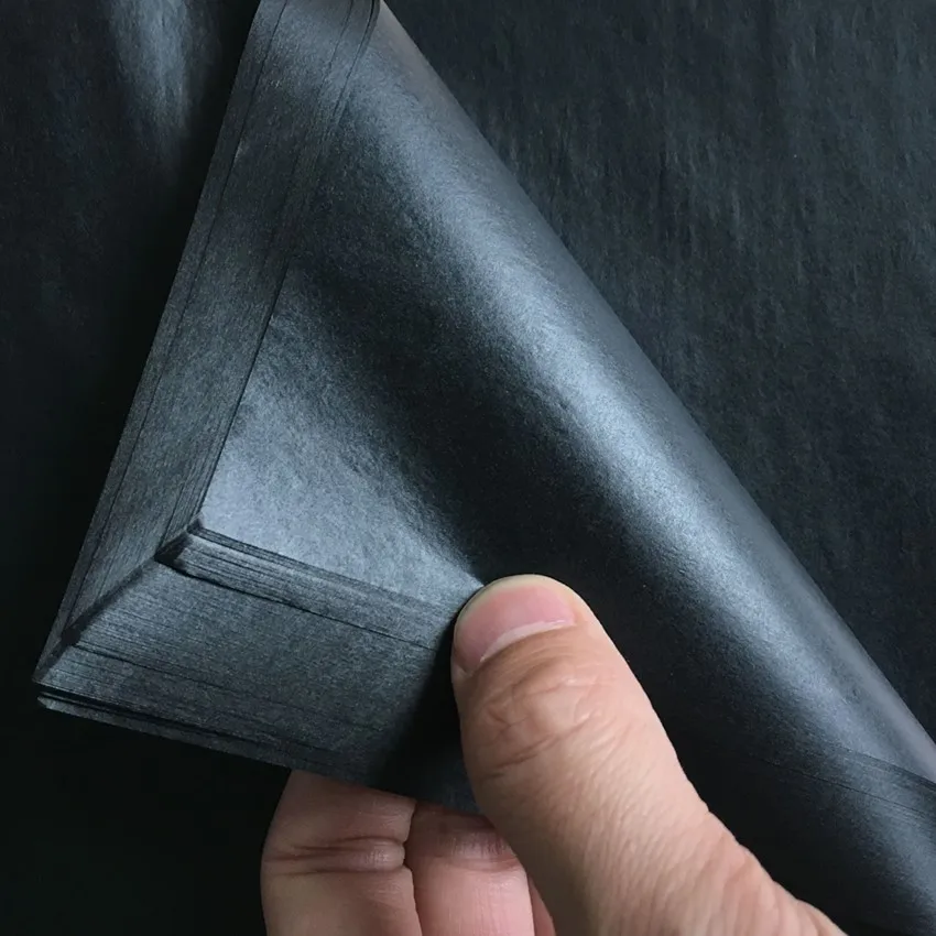 100 листов ультра Черная бумажная ткань двойной глазурованной печати для роскошной упаковки подарков
