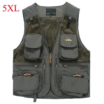 

Brand Vest Men Multi Pockets Thin Mesh AFS JEEP Vest Sleeveless Jacket Waistcoat Men Director Journalist Photography vest 5XL