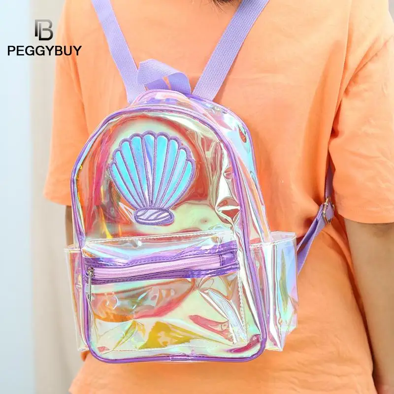 

Cute Clear Transparent Women Backpacks PVC Jelly Color Student Clear Women PVC Big School Knapsack Knapsacks Shoulder Bags