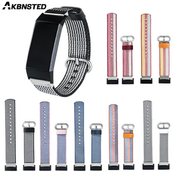 

AKBNSTED Replacement Nylon Strap For Fitbit Charge 3 Sport Wristband Bracelet Watch Band For Charge 3 Smart Watch Accessories