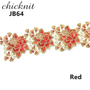 CHICKNIT ширина 88 мм модные гипюровые вышитые золотые кружева отделка для платок аксессуары DIY аксессуары для смокинга JB64 - Цвет: red