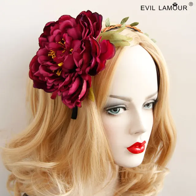 De Partie de mode De Bal Reine Cheveux Accessoires Grande Couronne De Fleurs Bandeau Pour Femmes