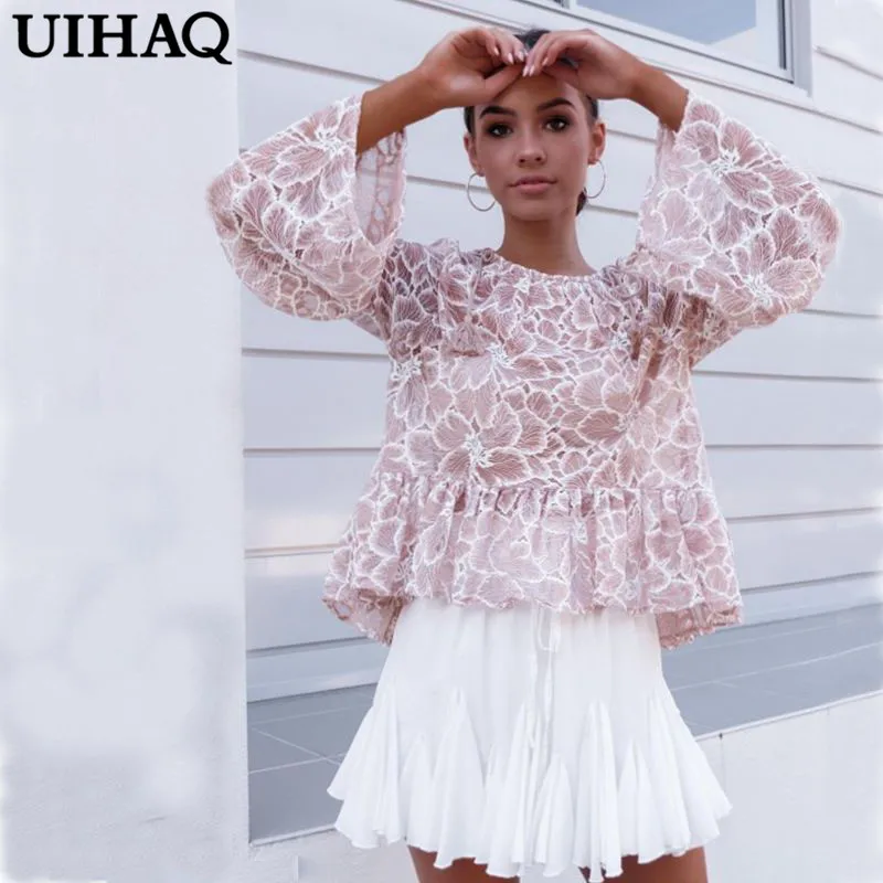 Новая мода оборками Для женщин blusas Kimono Shirt летние Топы корректирующие О образным