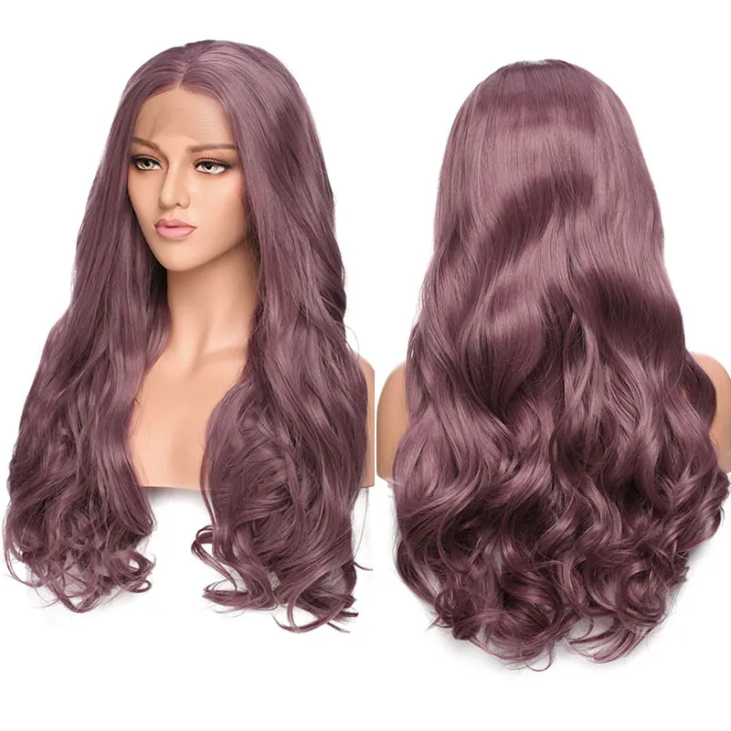 SNOILITE 24 дюйма синтетические Синтетические волосы на кружеве парик длинные волнистые; Цвет: розовый, золотистый фиолетовый парик Жаростойкие накладные волосы парик для костюмированной вечеринки для женщин