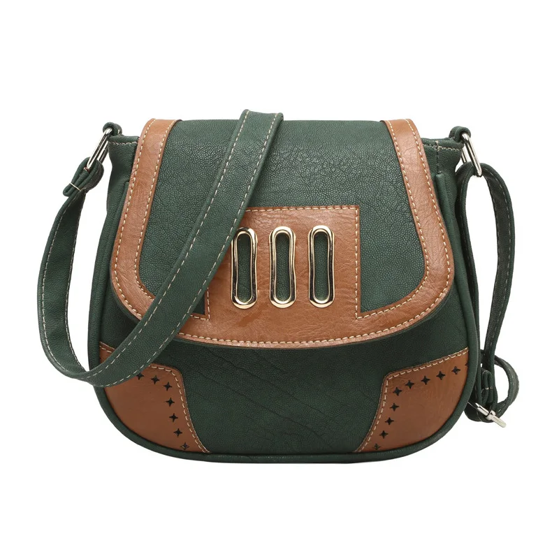 

VSEN Women Messenger Bags Vintage Hollow Out Pu Leather Crossbody Shoulder Handbags Army Green