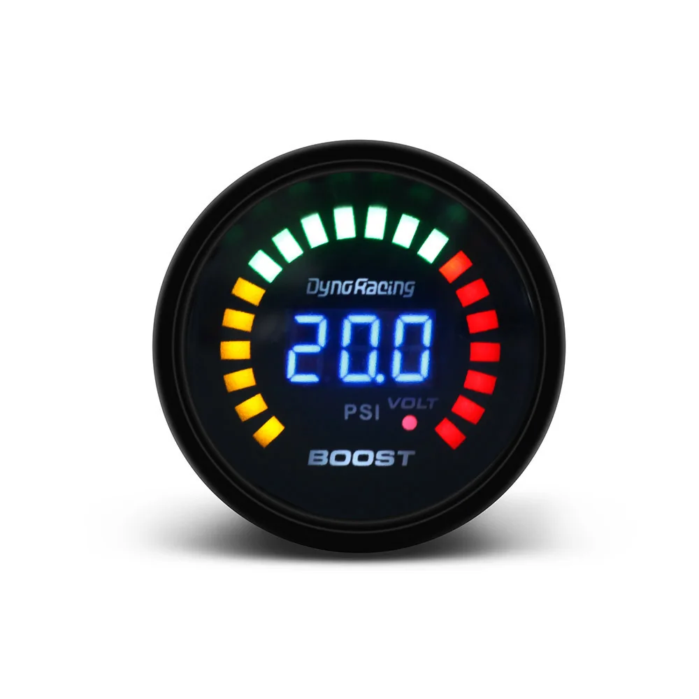 Dynoracing 2 &quot52 мм Автомобильный цифровой 20 LED Turbo Boost Gauge 15 45PSI + регулируемый