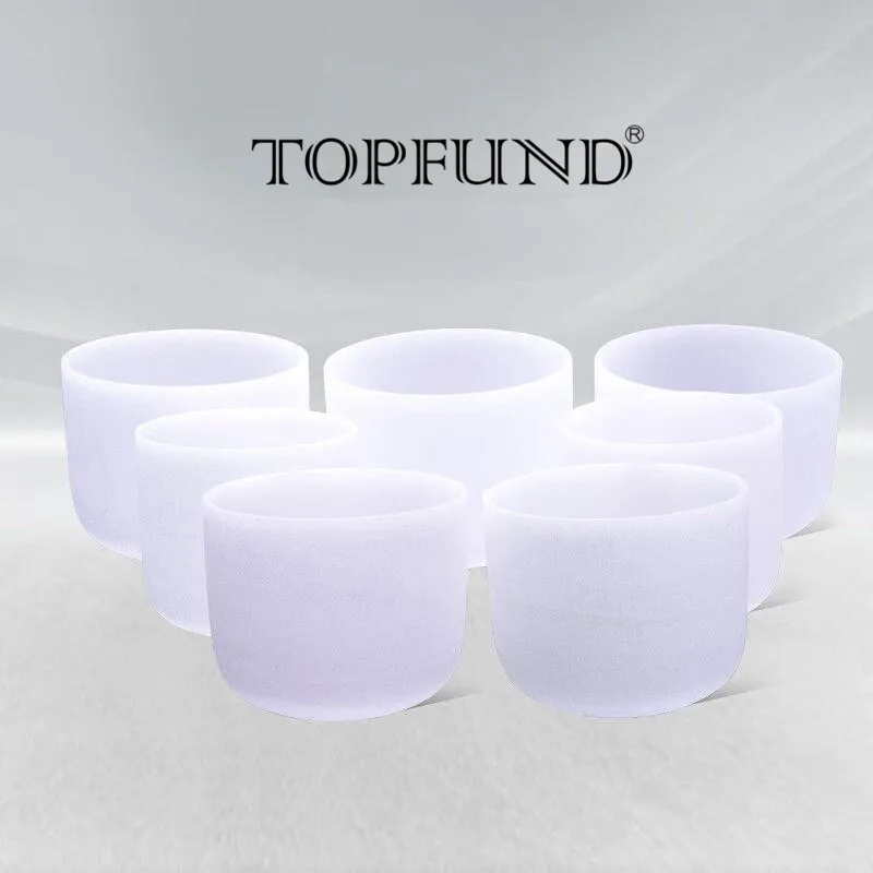 TOPFUND all 10" Chakra Tuned Set of 7PCS Frosted Crystal Singing Bowls | Спорт и развлечения