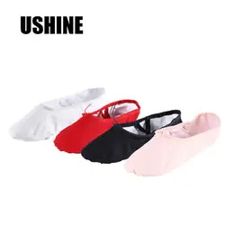 USHINE черный, красный розовый белый холст без каблука Йога учитель гимнастический Костюм танцевальная обувь для детей's балетные костюмы для