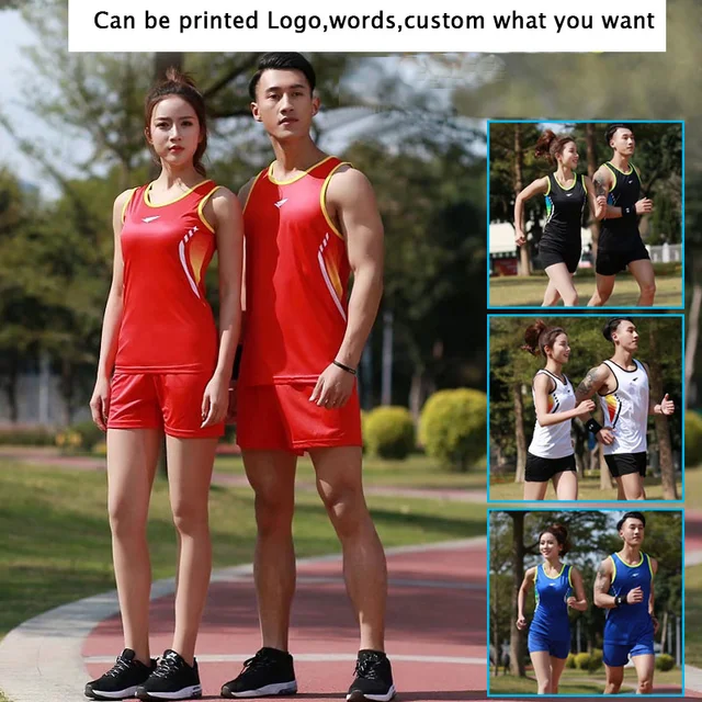 2018 Women Men Sport Suits Marathon Vest+Shorts Racing clothing Track