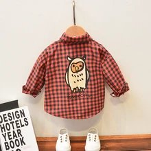 Маленькие девочки и мальчики, рубашка хлопковая рубашка с рисунком совы для детей от 1 до 5 лет Модный корейский Повседневный маленький квадратный детский подарок