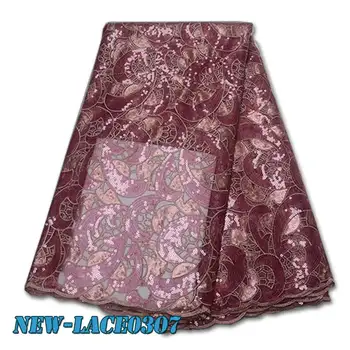 

Glitter Mesh Fabric For Party dress 2019 Guipure High Quality embroidered sequins Tulle Lace Fabric 5 yards WD001