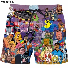 YX девушка Прямая лето стиль модные шорты 80 мультфильм 3D печати мужские/женские повседневные шорты
