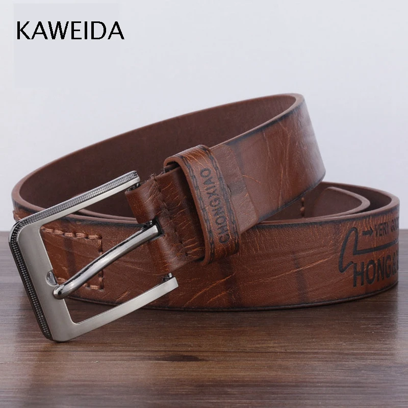 KAWEIDA дизайнерский трендовый мужской роскошный брендовый ремень из натуральной кожи винтажный с пряжкой уличный стиль Повседневный Cinto Kemer Riem