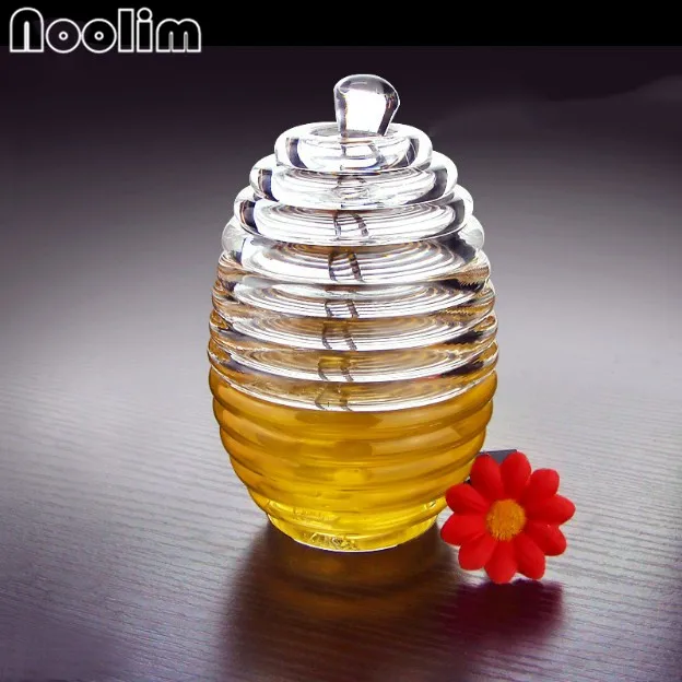 Honey Pot Storage Jars Acrylic Breakfast Jam Seasoning Set Castor Box With Stirring Stick Spices