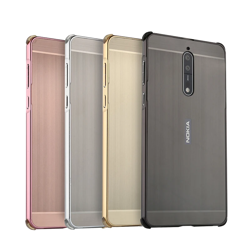 

For Nokia 7 Case for Nokia7 Brushed Back Cover Hard Case with Plating Metal Frame Case for Nokia 8 Phone bags Case Cover