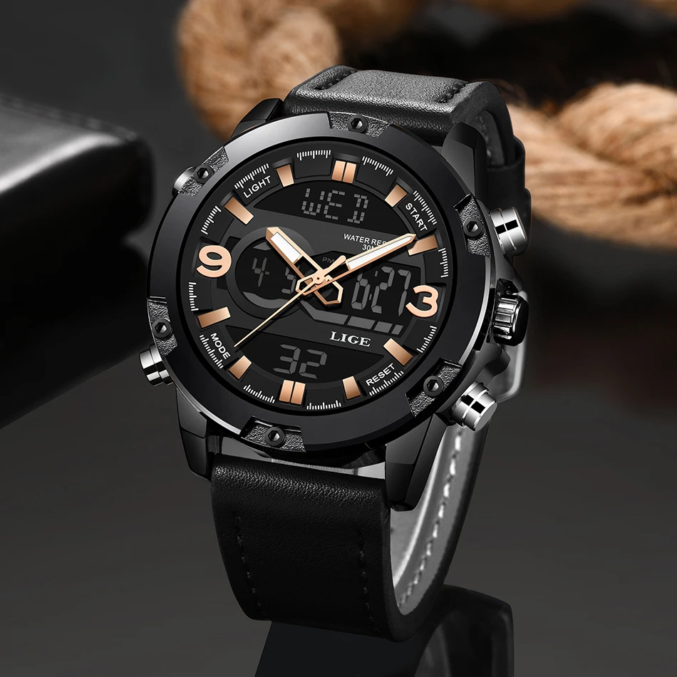 LIGE мужские часы Топ люксовый бренд мужские военные спортивные часы мужские s кварцевые светодиодный цифровые часы кварцевые наручные часы Reloj Hombre+ коробка