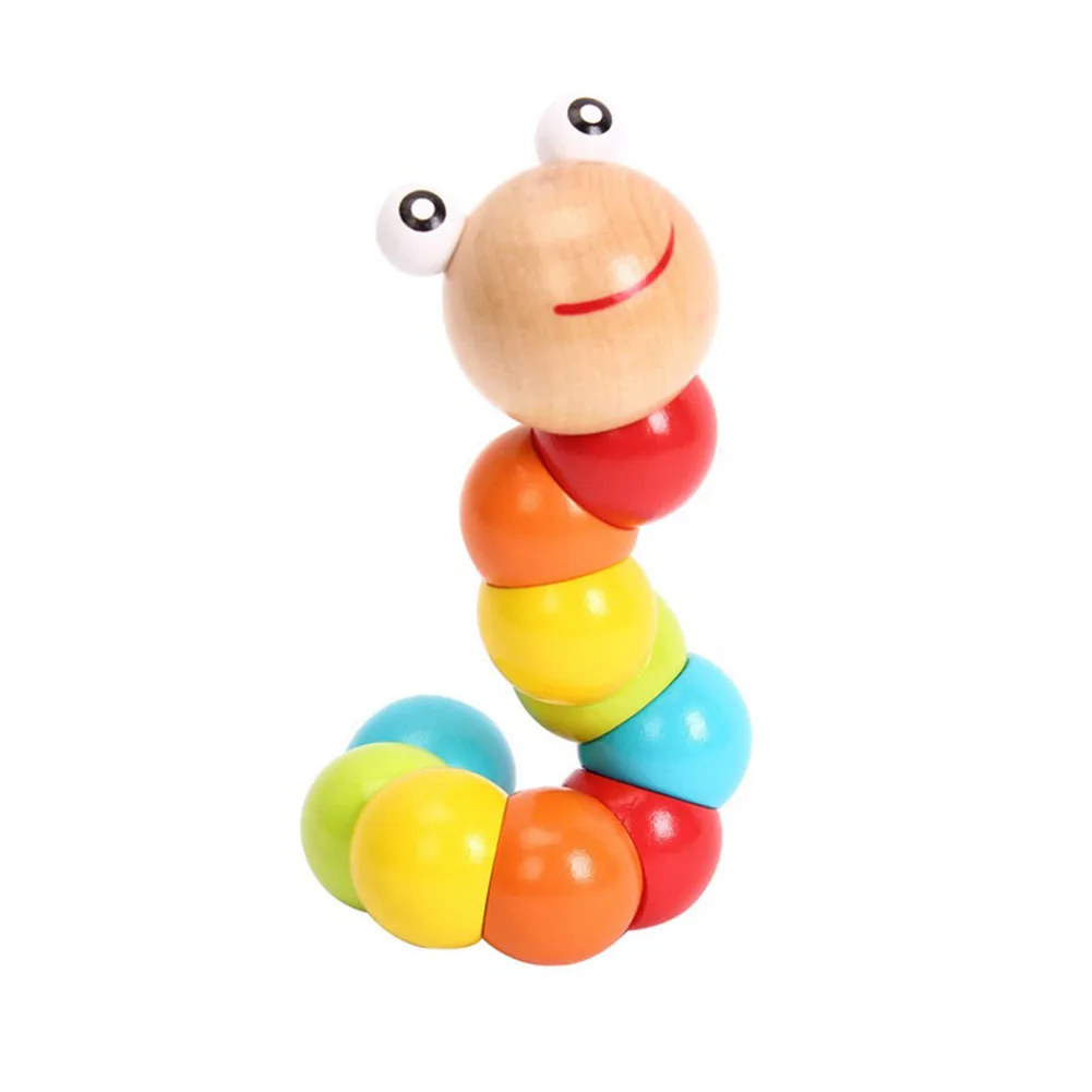 Wooden Caterpillar Toy Puzzle Baby Magical Insect Child Variety Twist-colored Toys Educational Kids Science Twisting Worm | Игрушки и