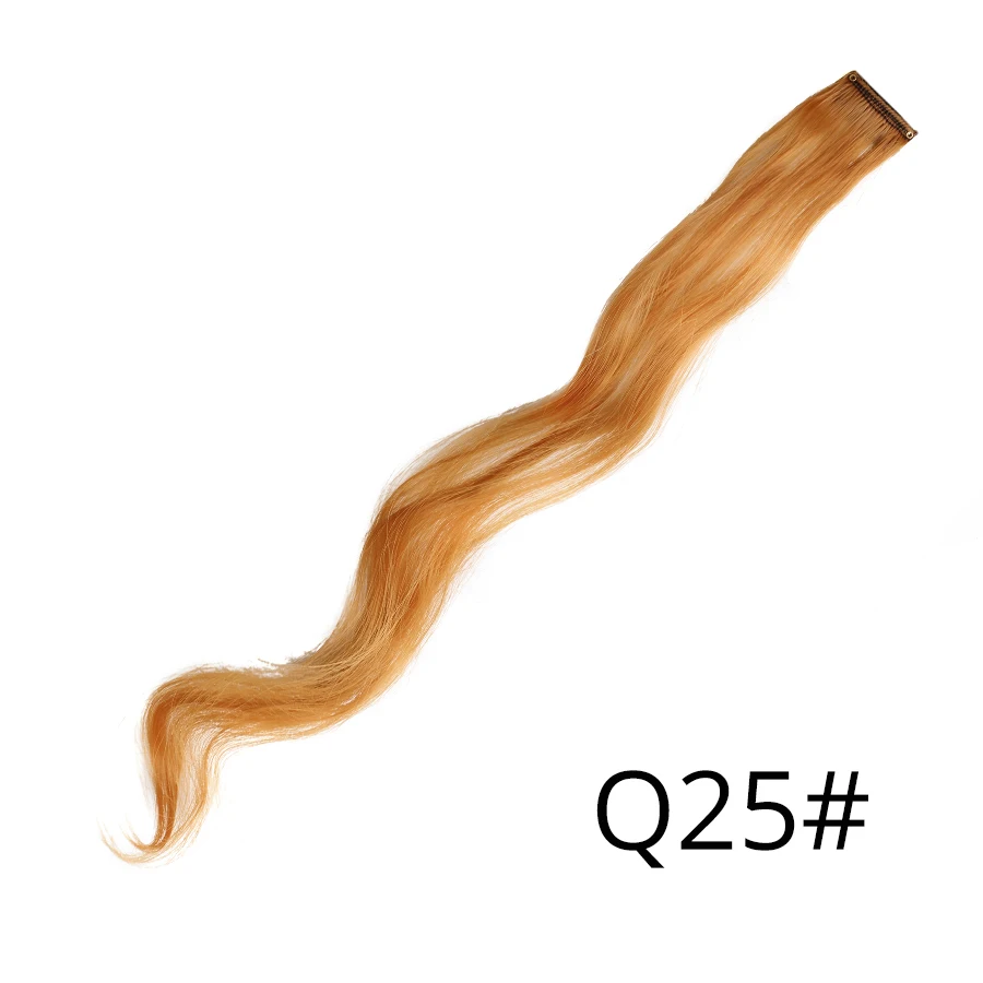 Leeons, Длинные Синтетические волосы для наращивания, радужные волосы для наращивания, волнистые волосы для наращивания на заколках, накладные волосы из натурального волокна, 20 дюймов - Цвет: Q25