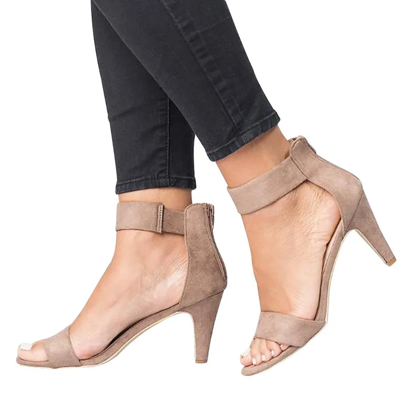 Laamei/женские босоножки из флока на квадратном каблуке; женские модные модельные туфли на высоком каблуке с ремешком; женские сандалии обуви для девочек; большие размеры - Цвет: color 3