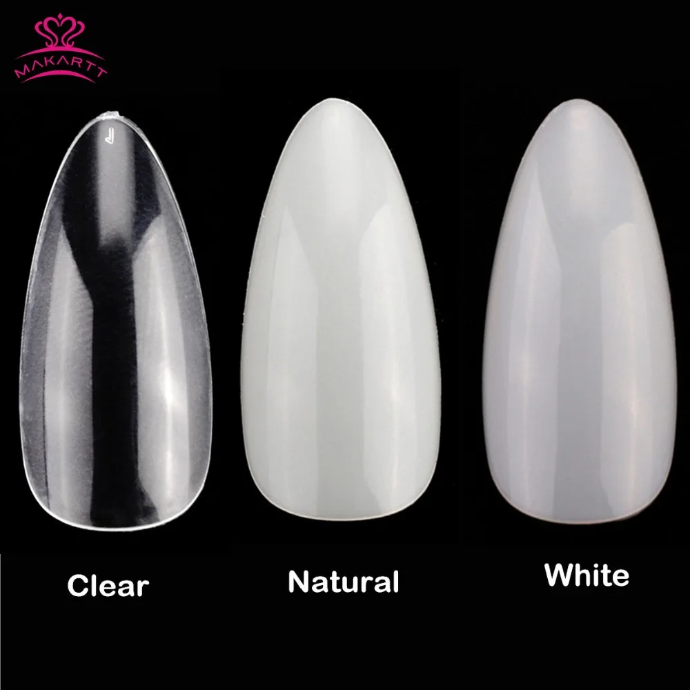 

100Bags 500 PCS Medium Stiletto False Nails Artificial Nail Tips 10 Sizes Full Coverage Fake Nails Clear Natural Wholesale A0530