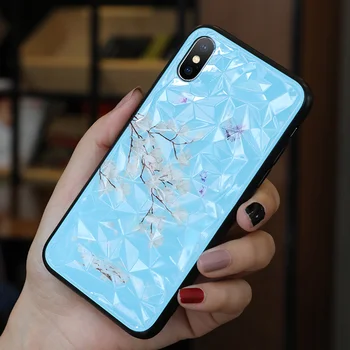 

50pcs/lot Diamond flower pattern Soft TPU+ PC Back cover Case For iphone X XR XS MAX 7/8 7PLUS /8PLUS 6 6PLUS