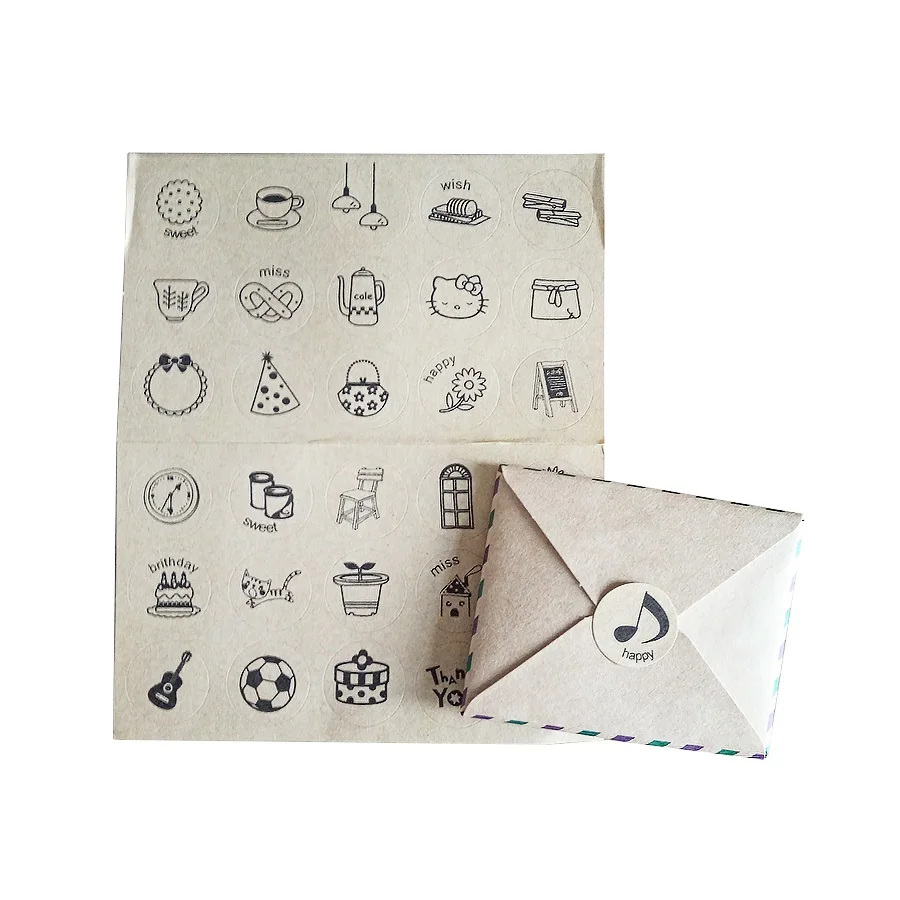 4 компл./лот старинные карты 60 конверт с 60 наклейки/набор ЛОМО Mini визитки открытка крафт-конверт подарок