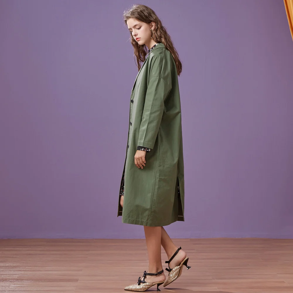 Kopen Metersbonwe Vrouwen Bovenkleding Lente Herfst Lange Losse Stof Jas