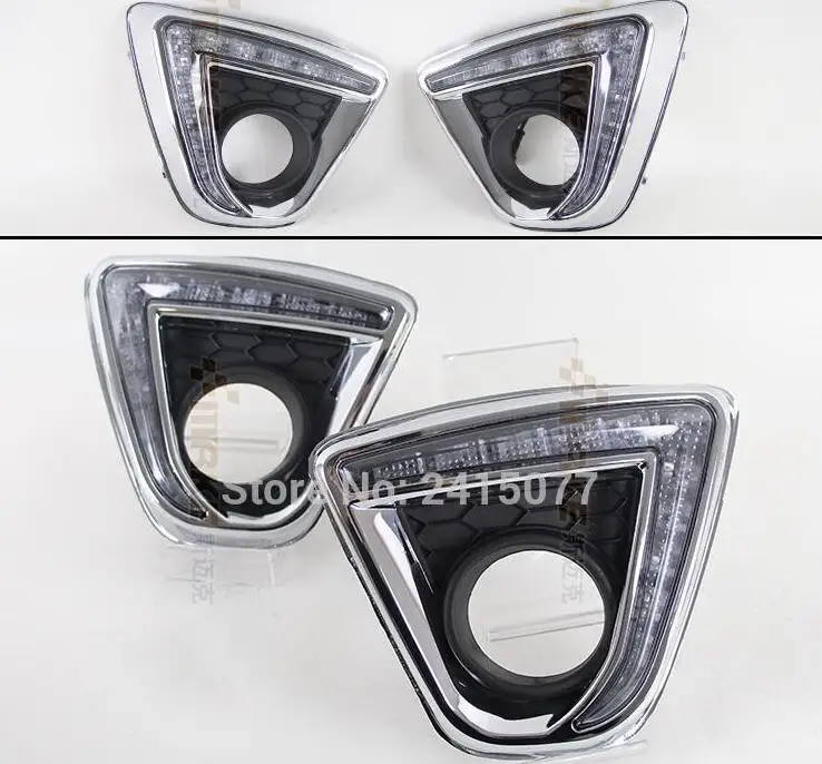 for Mazda CX-5 cx5 2012-2015 Turn off and dimming style relay E4 LED Car DRL Daytime Running Lights with fog lamp hole