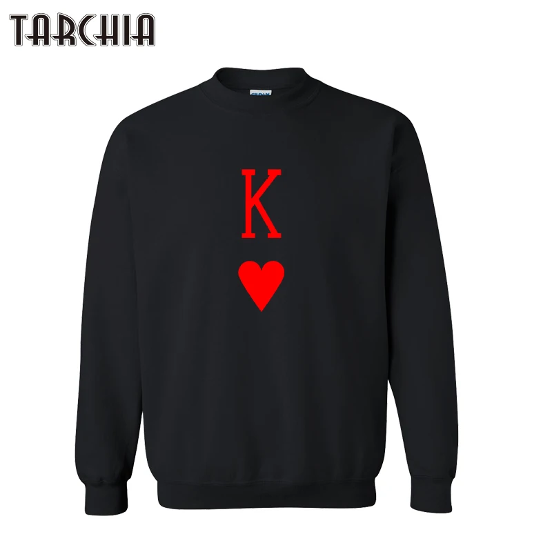 TARCHIA Oversized European Style Hip Hop Men Brand Top POKER K Printed Streetwear Fleece Fashion Hoodies Sweatshirt Harajuku | Мужская